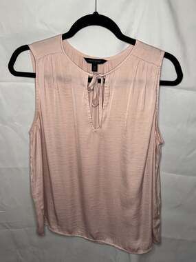 Banana Republic Women's Pink Satin Tie-Neck Sleeveless Blouse Size M